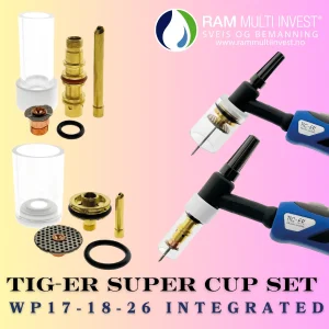 Set duze Pyrex TIG WP17/18/26 – Super Cup 12 cu lentilă și sită de gaz pentru sudură de precizie