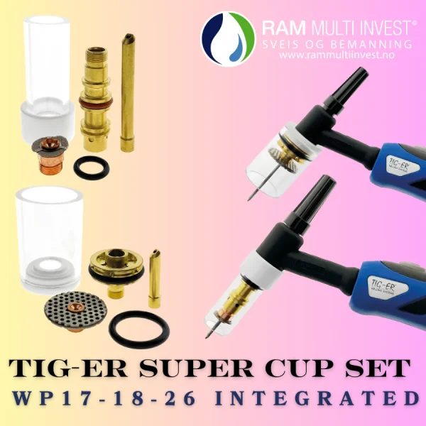 Set duze Pyrex TIG WP17/18/26 – Super Cup 12 cu lentilă și sită de gaz pentru sudură de precizie