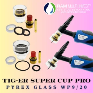 Set duze Pyrex TIG Jumbo 12 mm pentru torțe WP9 și WP20 – TIG-ER Super Cup