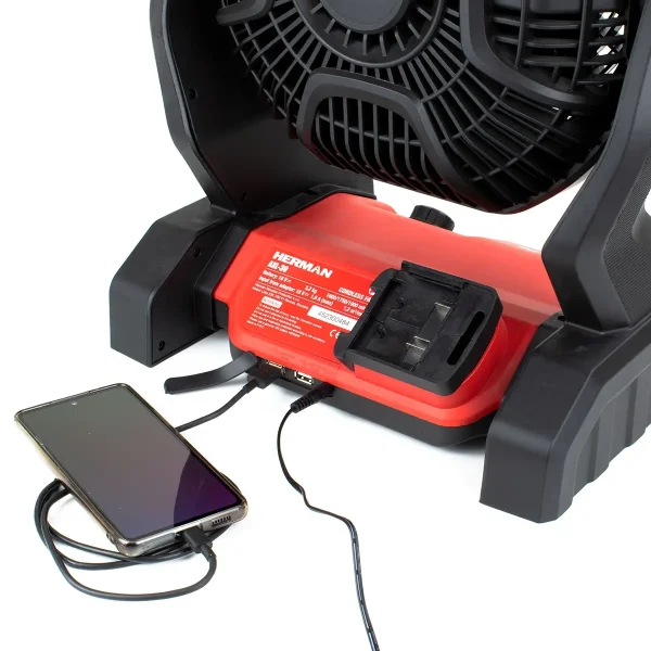 Ventilator Fără Fir HERMAN AXL-30 | 18V / 220V | Baretool | - imagine 4