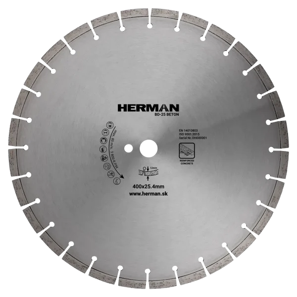 Diamond wheel HERMAN BD-25 Beton 400x25,4mm | H=12mm
