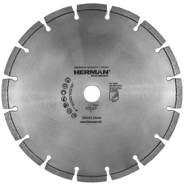 Diamond wheel HERMAN BD-60 Abrasiva 230x22,2mm | H=10mm