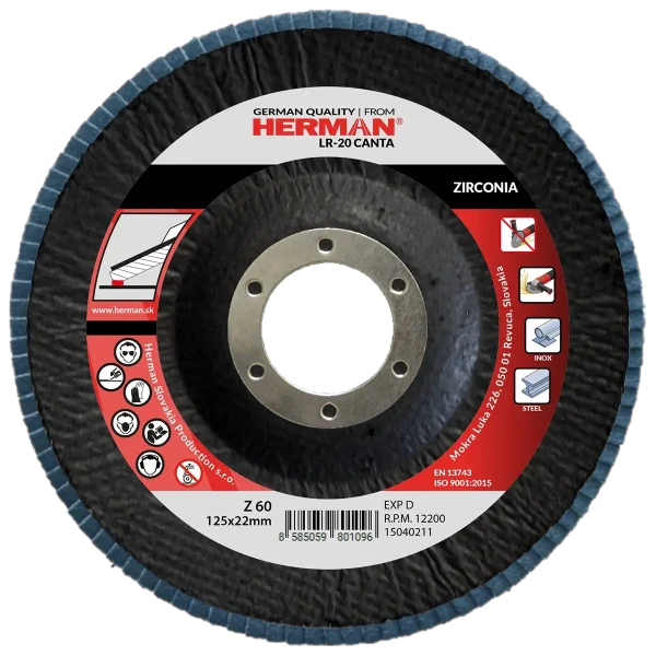 Flap disc HERMAN LR-20 Canta 125mm | P60 | zirconia