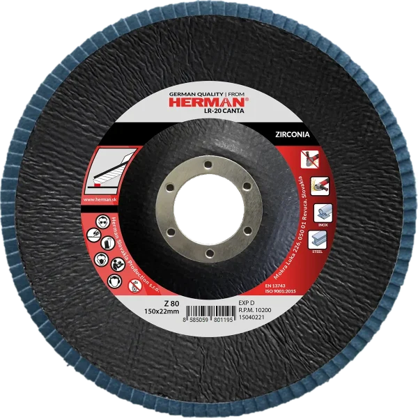 Flap disc HERMAN LR-20 Canta 150mm | P80 | zirconia