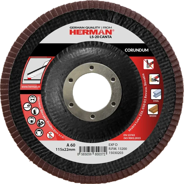 Flap disc HERMAN LS-20 Canta 115mm | P60 | corundum