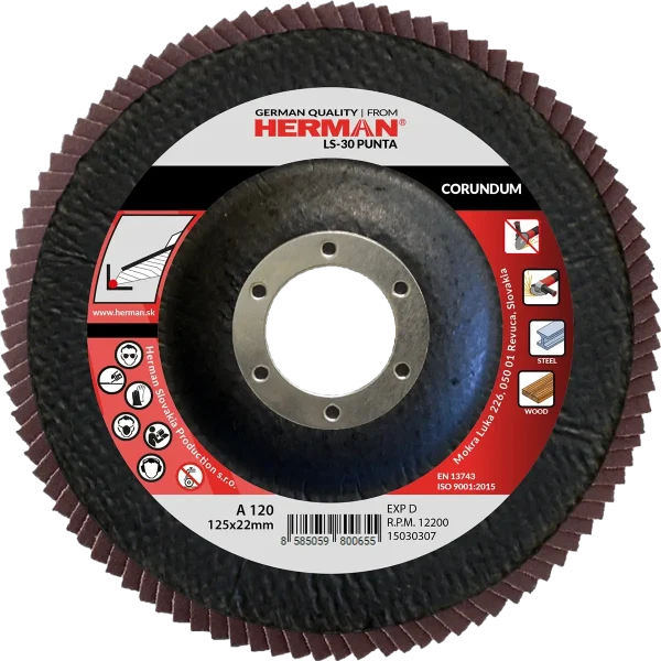Flap disc HERMAN LS-30 Punta 125mm | P120 | corundum