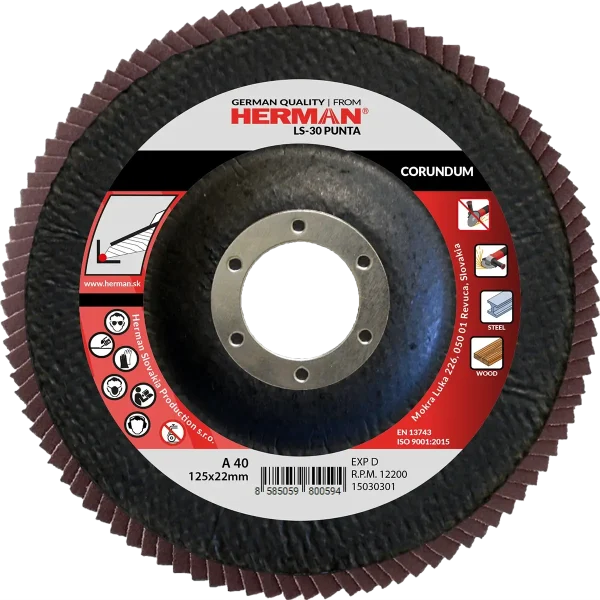 Flap disc HERMAN LS-30 Punta 125mm | P40 | corundum