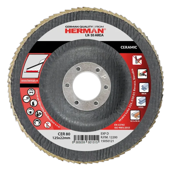 Flap disc HERMAN LX-10 Area 125mm | P80 | ceramic
