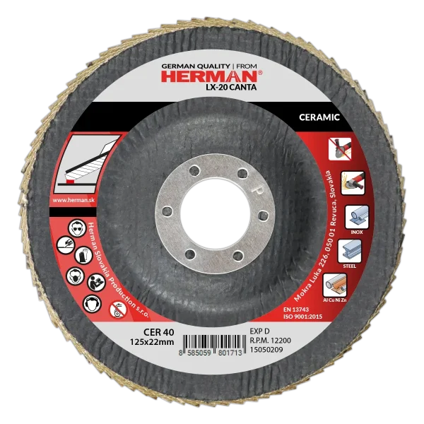 Flap disc HERMAN LX-20 Canta 125mm | P40 | ceramic