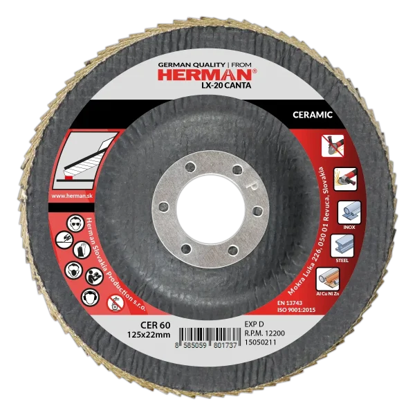 Flap disc HERMAN LX-20 Canta 125mm | P60 | ceramic