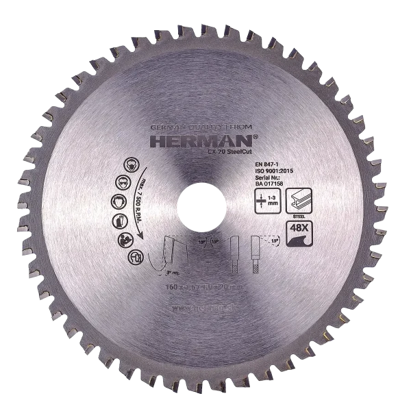 Circular saw blade HERMAN CX-20 SteelCut 160x1,6/1,0x20mm | 48 teeth