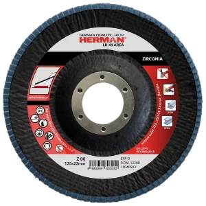 Flap disc HERMAN LR-41 Area 125mm | P80 | zirconia