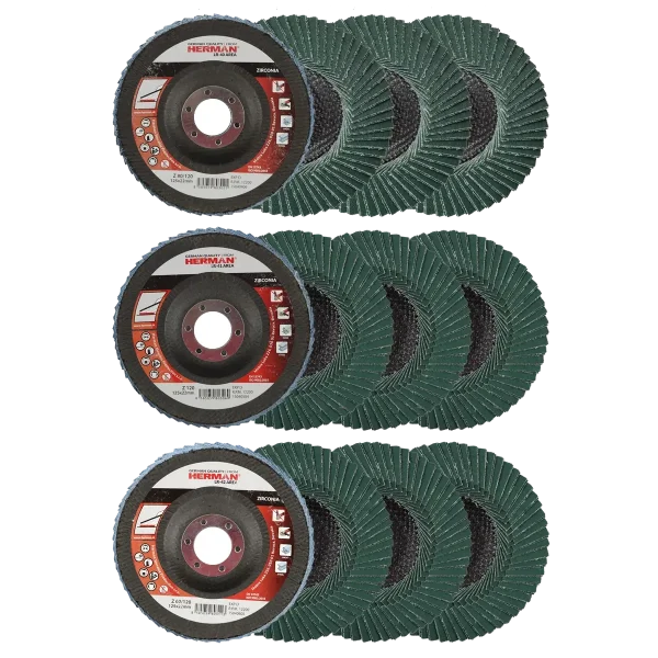 Set discuri lamelare HERMAN QL-30 pentru inox – Ø125mm, 12 bucăți