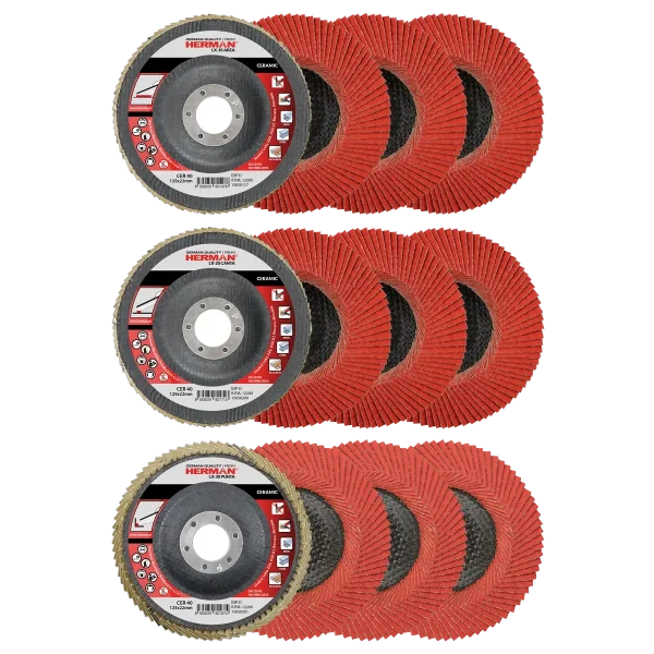 Set discuri lamelare pentru inox HERMAN QL-40 Ø125mm – 12 bucăți