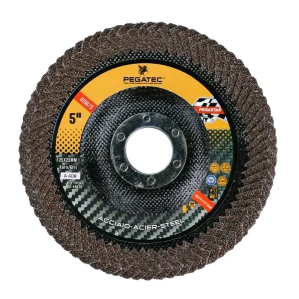 Disc lamelar curbat Pegatec 125×22,3mm P40 oxid aluminiu calcinat