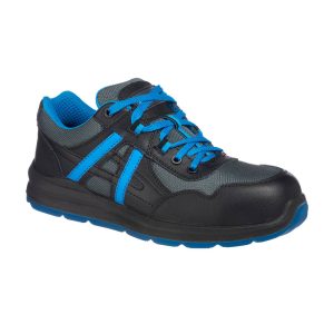 Composite Leather and Mesh Trainer S1P SRC FT60 Negru/Albastru - Portwest