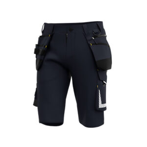 Pantaloni scurți de lucru Safety Jogger ALKES SHORT MEN — vedere din față, bleumarin și negru.