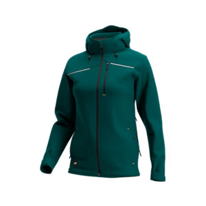Jachetă softshell pentru femei Safety Jogger KASAI SSHELL JKT W — vedere din față, verde închis.