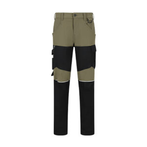 Pantaloni cargo de lucru Safety Jogger OAK TROUSERS M — vedere din față, kaki și negru.